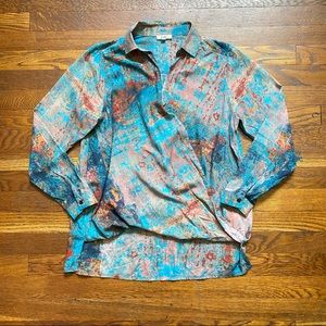 Mahila graphic print modal V neck surplice blouse size XS